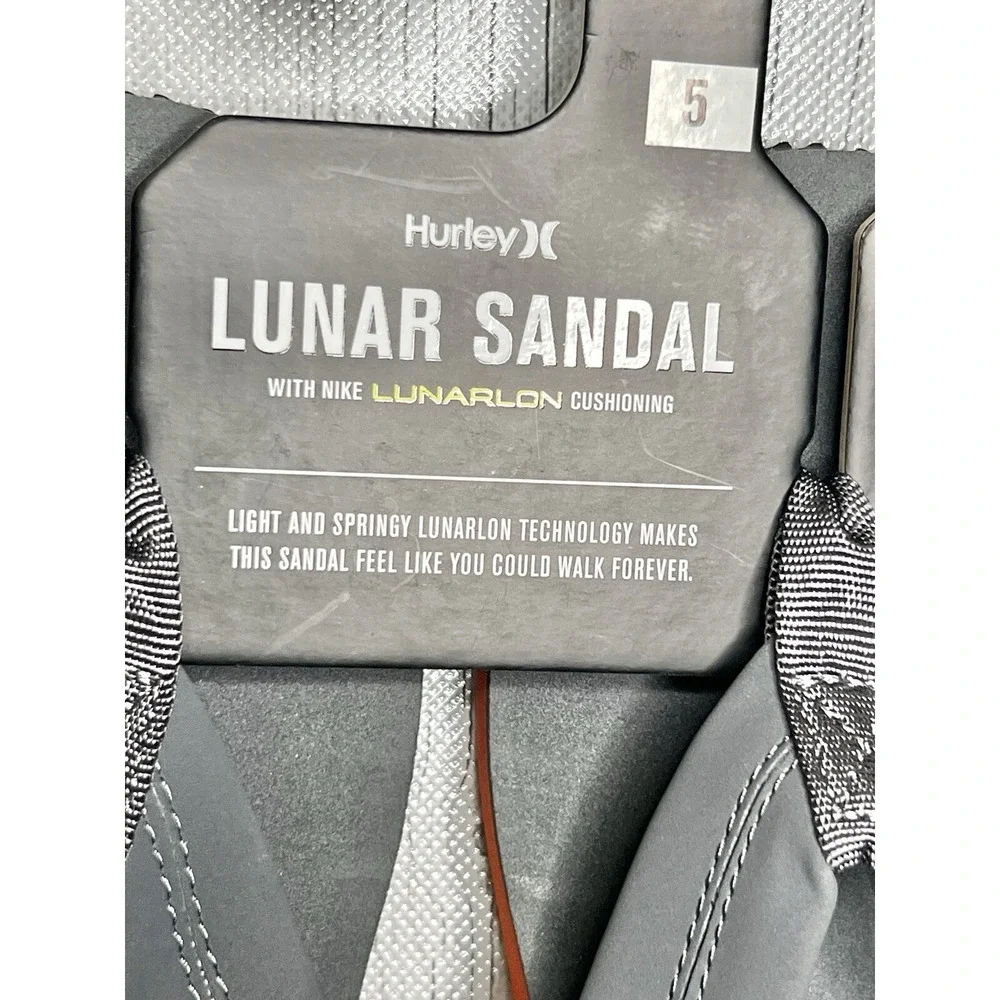 Hurley Lunar Sandals Black Grey Youth Size 5Y‎ BQ3186‑021 Flip Flops Beach